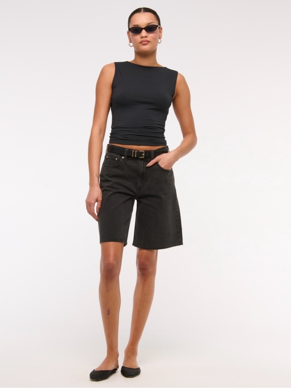 Abercrombie & Fitch Black Draped Cowl Back Sleeveless Top Medium NWOT - Picture 2 of 6